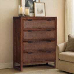 Teamson Home Hatteras Chest Of Drawers 4 Drawer Bedroom Dresser, Walnut - thumbnail 3