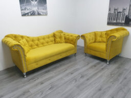 Stratus Interiors Stella Curved Arm Sofa Chaise Lounge Velvet Baroque Style - 3 Seater Plus 2 Seater Set - thumbnail 9