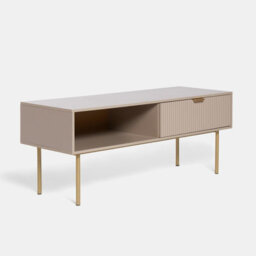 Ohs Ribbed Coffee Table With Drawer Engineered Wood Shelf Storage Home Decor, Natural - thumbnail 4