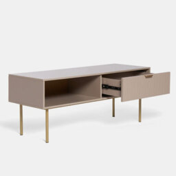 Ohs Ribbed Coffee Table With Drawer Engineered Wood Shelf Storage Home Decor, Natural - thumbnail 5