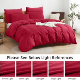 Aspire Homeware Plain Duvet Cover Set Soft Microfibre, Burgundy, Single (L)200Cm X (W)135Cm - thumbnail 6