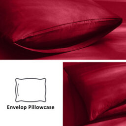 Aspire Homeware Plain Duvet Cover Set Soft Microfibre, Burgundy, Single (L)200Cm X (W)135Cm - thumbnail 5