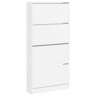 Berkfield Modern Shoe Cabinet With 4 Flip-Drawers White 80X21X163.5 Cm