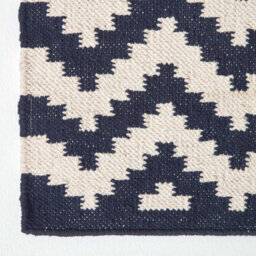 Homescapes Casablanca Handwoven Zig Zag Pattern Dark Blue And White 100% Cotton Kilim Rug, 90 X 150 Cm - thumbnail 3