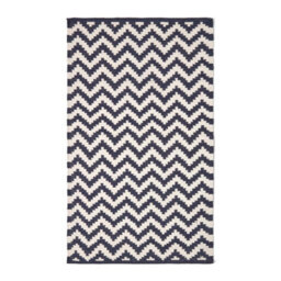 Homescapes Casablanca Handwoven Zig Zag Pattern Dark Blue And White 100% Cotton Kilim Rug, 90 X 150 Cm - thumbnail 2