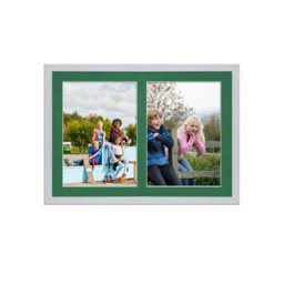 AK Frames 20X14 Silver Sleek Multi Photo Frame With Emerald Mount - Holds 2 Apertures (2X) A4 Photos