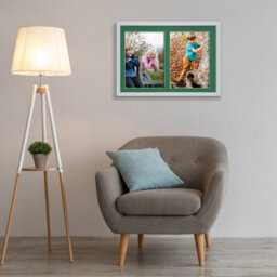 AK Frames 20X14 Silver Sleek Multi Photo Frame With Emerald Mount - Holds 2 Apertures (2X) A4 Photos - thumbnail 3