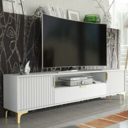 Tv Unit Tide Crest 200Cm - White & Gold - thumbnail 7
