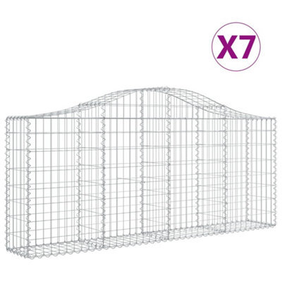 Berkfield Durable Arched Gabion Baskets 7 Pcs 200X30X80/100 Cm Galvanised Iron - image 1