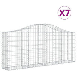 Berkfield Durable Arched Gabion Baskets 7 Pcs 200X30X80/100 Cm Galvanised Iron - thumbnail 1