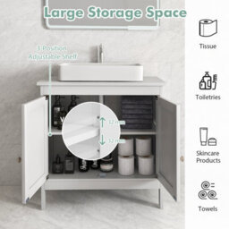 Costway Bathroom Under Sink Cabinet Freestanding Vanity Cabinet Without Basin - thumbnail 6