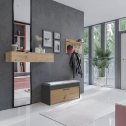 Parma Shoe Cabinet Anthracite Artisan Oak - thumbnail 4