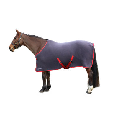 "Hyconic Horse Fleece Rug Charcoal/red (4 9"")" - image 1