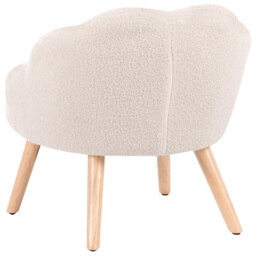 Wyld And Coco Lumikids Bouclé Armchair For Kids Light Beige With Rubberwood Legs, Compact W50 X D53 X H55Cm - thumbnail 6