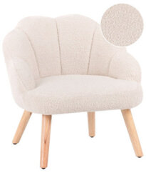 Wyld And Coco Lumikids Bouclé Armchair For Kids Light Beige With Rubberwood Legs, Compact W50 X D53 X H55Cm - thumbnail 3