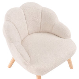 Wyld And Coco Lumikids Bouclé Armchair For Kids Light Beige With Rubberwood Legs, Compact W50 X D53 X H55Cm - thumbnail 7