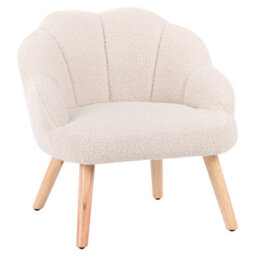 Wyld And Coco Lumikids Bouclé Armchair For Kids Light Beige With Rubberwood Legs, Compact W50 X D53 X H55Cm - thumbnail 4