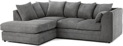 Jumbo Cord 4 Seater Corner Sofa Grey Scatter Back - Available In Right Hand - image 1