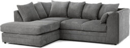 Jumbo Cord 4 Seater Corner Sofa Grey Scatter Back - Available In Right Hand