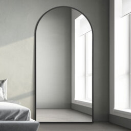 "Mirroroutlet Extra Large Arcus - Black Framed Arched Leaner/wall Mirror 79"" X 39"" (200Cm X 100Cm)" - thumbnail 1