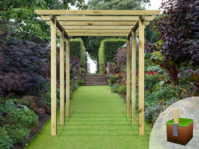 Edecks Village Walkway Wooden Garden Pergola (W 2400mm X D 3600mm) With Steel Spikes (2.1M) - image 1