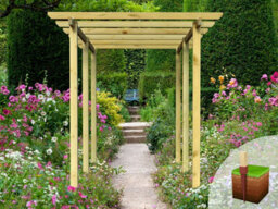 Edecks Village Walkway Wooden Garden Pergola (W 2400mm X D 3600mm) With Steel Spikes (2.1M) - thumbnail 3