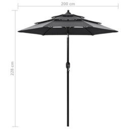 Walplus 3-Tier Garden Parasol With Aluminium Pole Anthracite 2 M - thumbnail 8