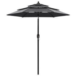 Walplus 3-Tier Garden Parasol With Aluminium Pole Anthracite 2 M - thumbnail 1