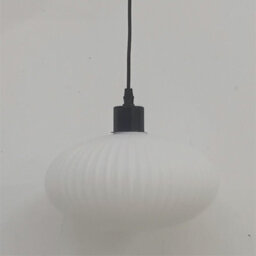 First Choice Lighting Baton - White Ribbed Oval Glass With Black Pendant Fitting - thumbnail 6