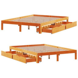 Berkfield Bed Frame With Drawers Without Mattress Wax Brown 140X200 Cm - thumbnail 9