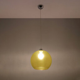 Sollux Lighting Ball Glass & Steel Yellow 1 Light Classic Pendant Ceiling Light - thumbnail 2