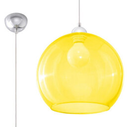 Sollux Lighting Ball Glass & Steel Yellow 1 Light Classic Pendant Ceiling Light - thumbnail 3