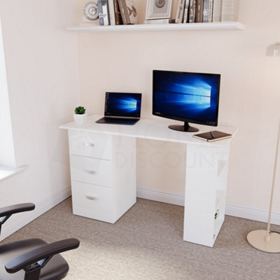 Lassic Vida Designs Mason White Computer Desk With Shelves And 3 Drawers - image 1