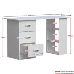 Lassic Vida Designs Mason White Computer Desk With Shelves And 3 Drawers - thumbnail 2
