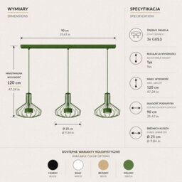 Luminosa Lighting Luminosa Axia Bar Pendant Ceiling Light Green 3X Gx53 - thumbnail 4