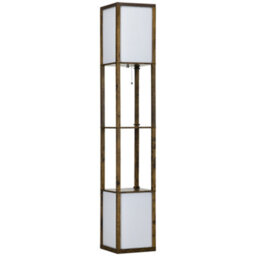 Homcom Shelf Floor Lamp With Dual Light, For Living Room, Bedroom, Brown - thumbnail 9