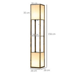 Homcom Shelf Floor Lamp With Dual Light, For Living Room, Bedroom, Brown - thumbnail 3