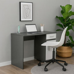 Apetito 09 Childrens Study Desk Kids Workstation With Drawer And Cabinet Modern Compact Design For Learning Anthracite White - thumbnail 1