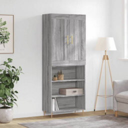 Berkfield Highboard Grey Sonoma 69.5X34X180 Cm Engineered Wood - thumbnail 1