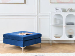 Beliani Modern Ottoman Evja Velvet Navy Blue - thumbnail 2