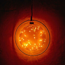 Urbn-Living Urbnliving 20Cm Depth Hanging Black Ring Orb 30 Led With Jute Rope Fairy String Lights Xmas Decorative - thumbnail 4