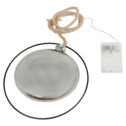Urbn-Living Urbnliving 20Cm Depth Hanging Black Ring Orb 30 Led With Jute Rope Fairy String Lights Xmas Decorative - thumbnail 6