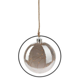 Urbn-Living Urbnliving 20Cm Depth Hanging Black Ring Orb 30 Led With Jute Rope Fairy String Lights Xmas Decorative - thumbnail 7