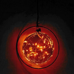 Urbn-Living Urbnliving 20Cm Depth Hanging Black Ring Orb 30 Led With Jute Rope Fairy String Lights Xmas Decorative - thumbnail 3