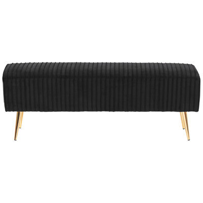 Beliani Glamour Velvet Bench 118 X 40 Cm Black Upholstered With Gold Metal Legs For Living Room And Hallway - image 1