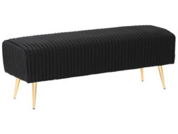 Beliani Glamour Velvet Bench 118 X 40 Cm Black Upholstered With Gold Metal Legs For Living Room And Hallway - thumbnail 3