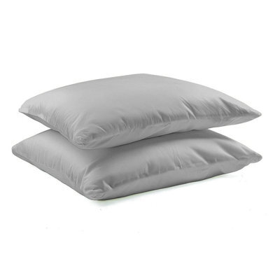Casa Bonita Pair Of Grey Pillowcases - Peach Skin Microfibre Polyester - Soft Touch Easy Care Pillow Covers