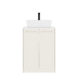 Royal Bathrooms Royal Bathroom Elmore 600mm Classic White Freestanding Bathroom Vanity Unit 2 Door Plain White Worktop With Cube Basin - thumbnail 7