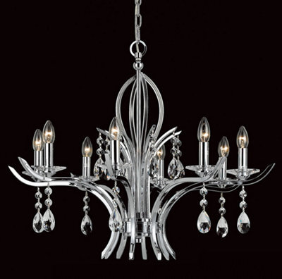Luminosa Lighting Luminosa Turin Chrome With Crystal 8 Arm Chandelier