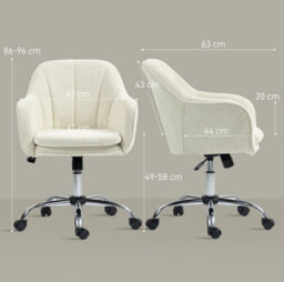Homcom Modern Snow Flannel Office Desk Chair For Bedroom, Living Room, Beige - thumbnail 3